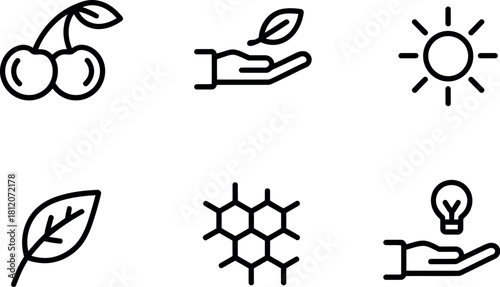 Set of nature and ecology icons isolated on