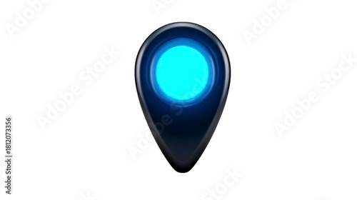 Free Download Blue location pin icon with glowing center, modern digital map marker, navigation symbol, isolated on transparent background, futuristic style, technology concept - GFXLoad