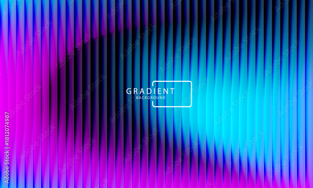 Fototapeta premium Vibrant gradient pattern with vertical glowing neon lines blending smooth and radiant colors. Minimalistic and futuristic abstract background perfect for creative digital designs. Vector illustration