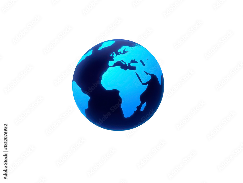 Naklejka premium Blue globe digital earth Africa and Europe glowing world map modern style isolated on white technology global connection environmental concept futuristic design