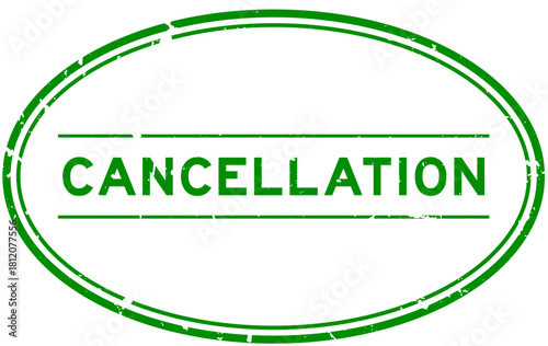 Grunge green cancellation word oval rubber seal stamp on white background