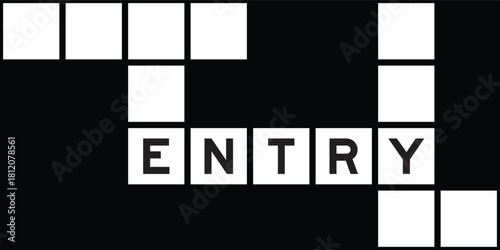 Alphabet letter in word entry on crossword puzzle background