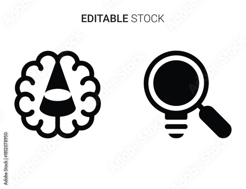 Creative thinking, problem-solving, and insightful search represented by abstract icons