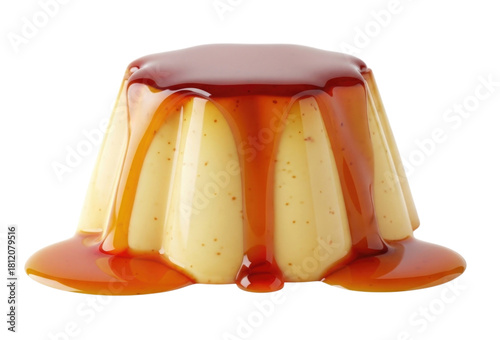 Delicious caramel custard dessert transparent background cutout png