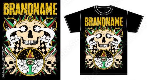 tshirt illustration design skull
