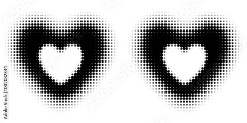 Halftone gradient circles collection. Dots textured round patterns. Cartoon comic radial faded background set. Abstract pixelated elements for frame, poster, collage, banner, flyer. Vector bundle