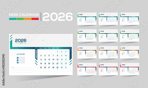 2026 desk vector calendar design