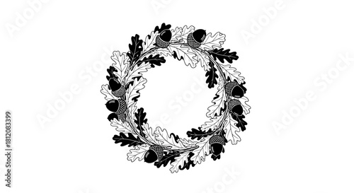 Oak Leaf and Acorn Wreath - A Symbol of Autumnal Beauty.