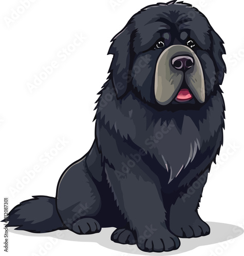 Cute cartoon a illustrator vector Newfoundland dog
