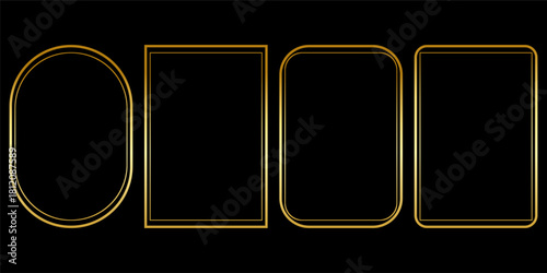 Golden thin frame set. Gold geometric borders in art deco style. Thin linear radiance rectangular shape collection. geometric, gold background, frame vector, gold vector, frame set, luxury