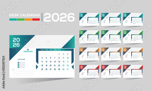 2026 desk vector calendar design