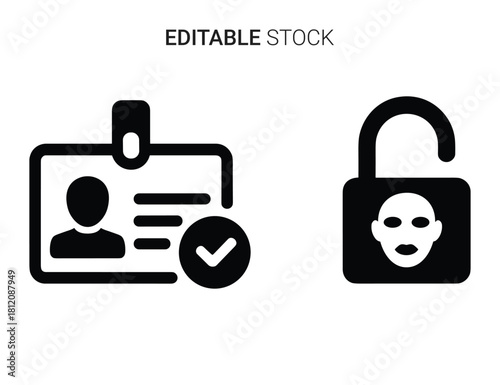 Identity verification success and unauthorized biometric access data breach concept