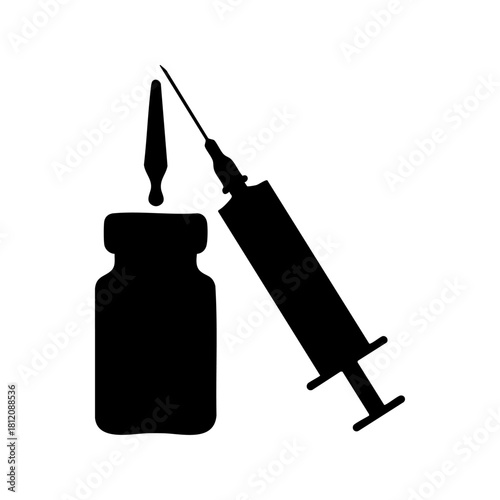Syringe and needle vector on a white background, medical injection tool illustration