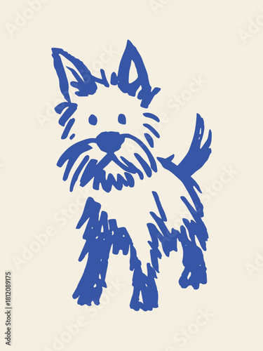Terrier dog doodle hand drawn sketch vector illustration