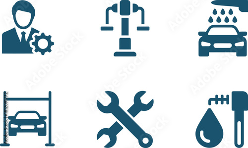 Set of car service icons isolated on