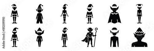 elf icon set. silhouette Vector illustration.