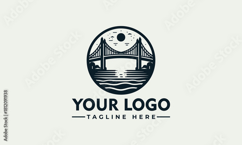 Serene Bridge Vector Logo A Timeless Design for Coastal Businesses