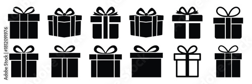 gift box icon set. silhouette Vector illustration.
