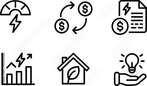 Energy saving icon set isolated on