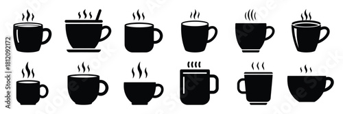 hot cocoa icon set. silhouette Vector illustration.