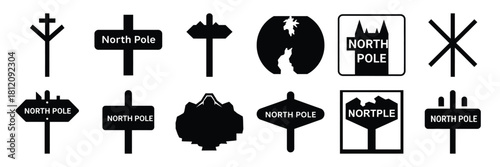 north pole sign icon set. silhouette Vector illustration.