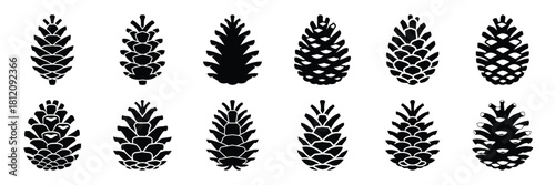 pine cone icon set. silhouette Vector illustration.