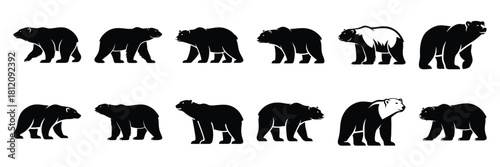 polar bear icon set. silhouette Vector illustration.
