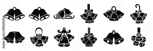 sleigh bells icon set. silhouette Vector illustration.
