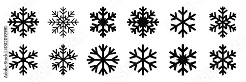 snowflake icon set. silhouette Vector illustration.