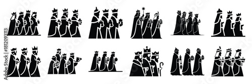 three wise men icon set. silhouette Vector illustration.