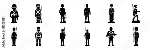 toy soldier icon set. silhouette Vector illustration.