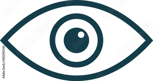 Simple graphic symbol of an eyeball with clear concentric circles and bold outline, ideal for interface design, login fields, vision care logos, and observation concepts.