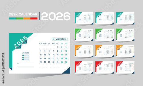 2026 desk vector calendar design