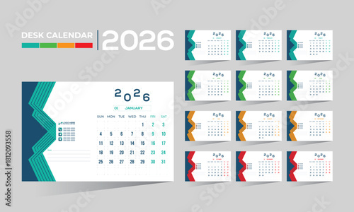 2026 desk vector calendar design