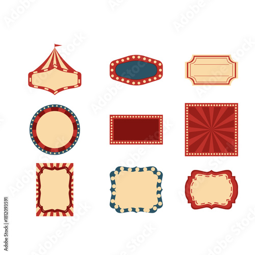 Retro Circus Banner Illustration Set