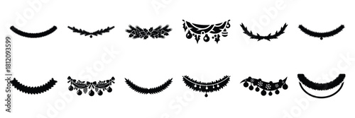 christmas garland icon set. silhouette Vector illustration.