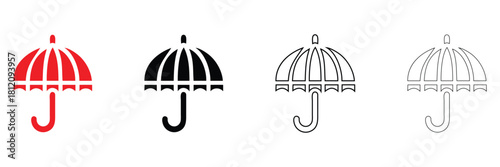 Umbrella icon vector set, umbrella icon symbol vector, silhouette and line art