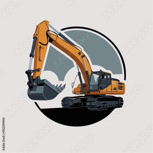 Dynamic excavator illustration ready for construction branding, a powerful symbol of industry, development and progress in engineering and infrastructure