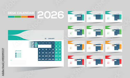 2026 desk vector calendar design