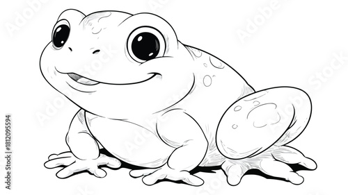 Cute Frog Cartoon Character for Coloring Page Vector Illustration