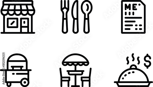 Restaurant and food icons isolated on