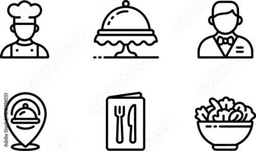 Restaurant and food icons isolated on