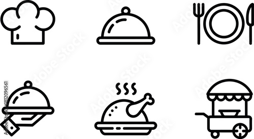 Restaurant and food icons isolated on