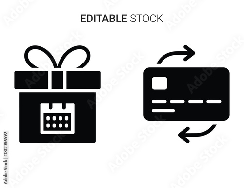 Online transaction icon for scheduled gift, payment, refund, or recurring subscription now.