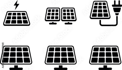 Solar panel icon set isolated on