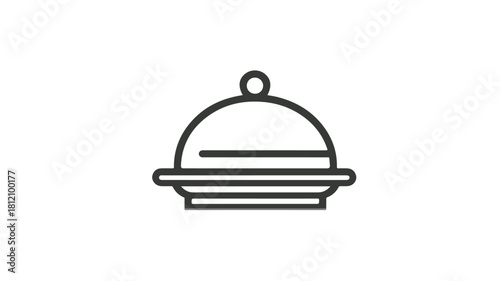 Elegant Dish with Lid Line Icon for Hotel Restaurant Food Concept