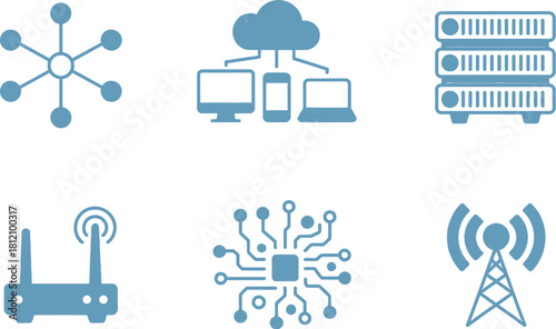 Set of network icons isolated on