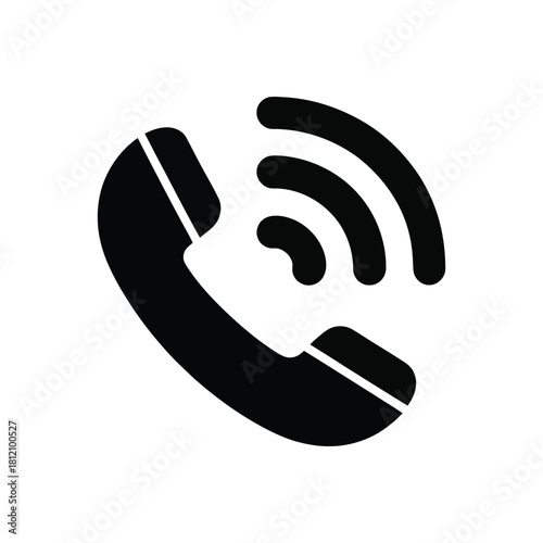 Phone Call Icon with Signal Waves – Minimalist Black Vector Symbol