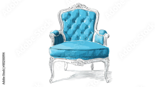 Luxurious Wooden Chair with Vibrant Blue Upholstery - Modern Furniture Design