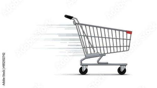 Shopping cart with motion blur on a white background